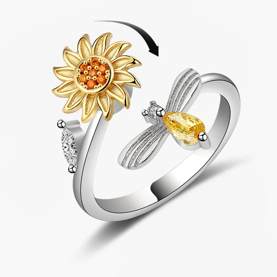Spinning Bee & Sunflower Ring